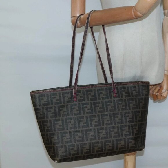 FENDI Zucca Canvas Tote Bag Brown Black gold - Picture 13 of 15